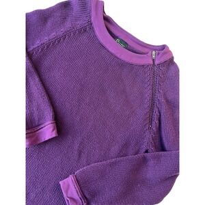 Pure HandKnit‎ Women's Purple Asymmetrical Zip Neck Sweater 100% cotton Small s